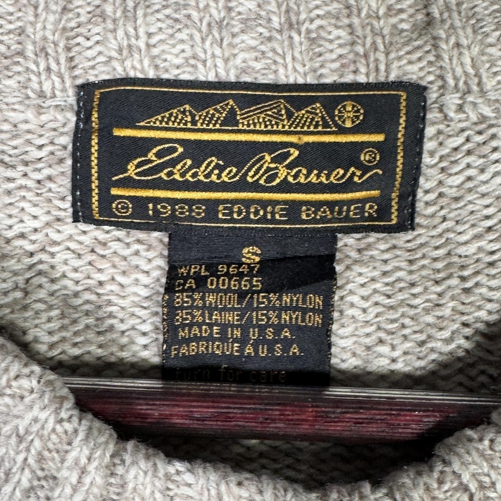 Vintage Eddie Bauer Sweater Womens M Beige Wool Moose Cardigan USA Nordic 80s - Picture 3 of 7